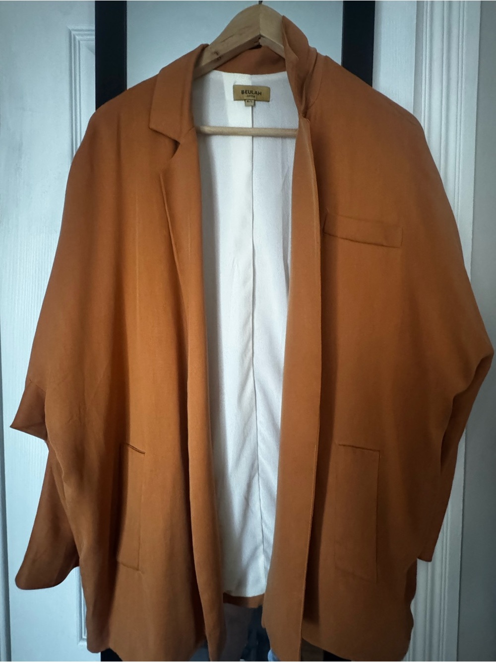 Beulah Rust Orange Collar Open Jacket